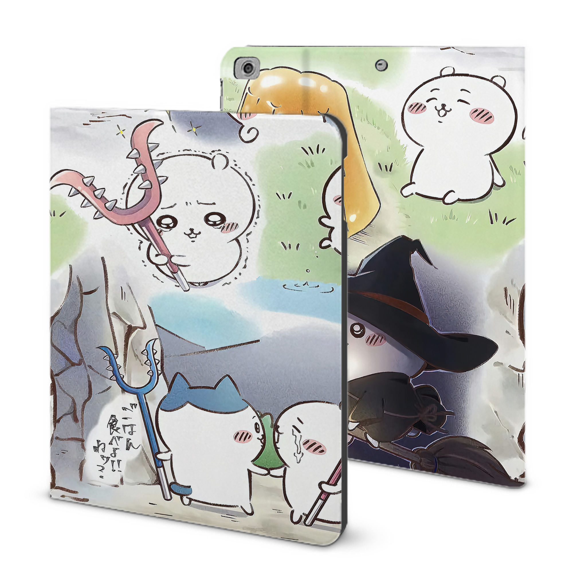 （画像用） ちいかわ Chii-kawa IPad ケース ブック型 PUレザー TPU 耐衝撃 軽量 薄型 ペン収納なし 全面保護 IPad 各モデル対応
